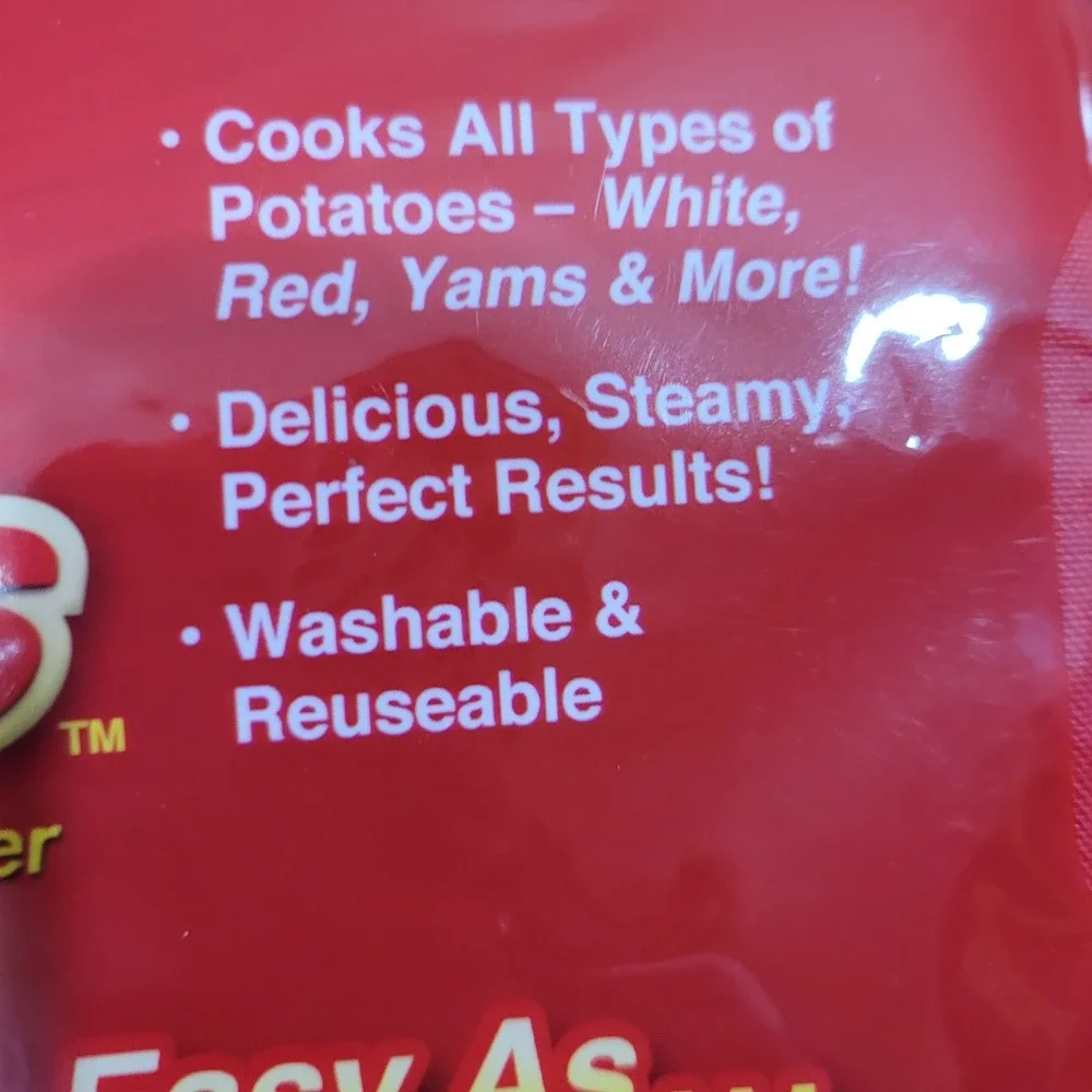 Potato Express Microwave Potato Cooker Bag Red Cooks‎ Up to 4 Potatoes in 4 Min